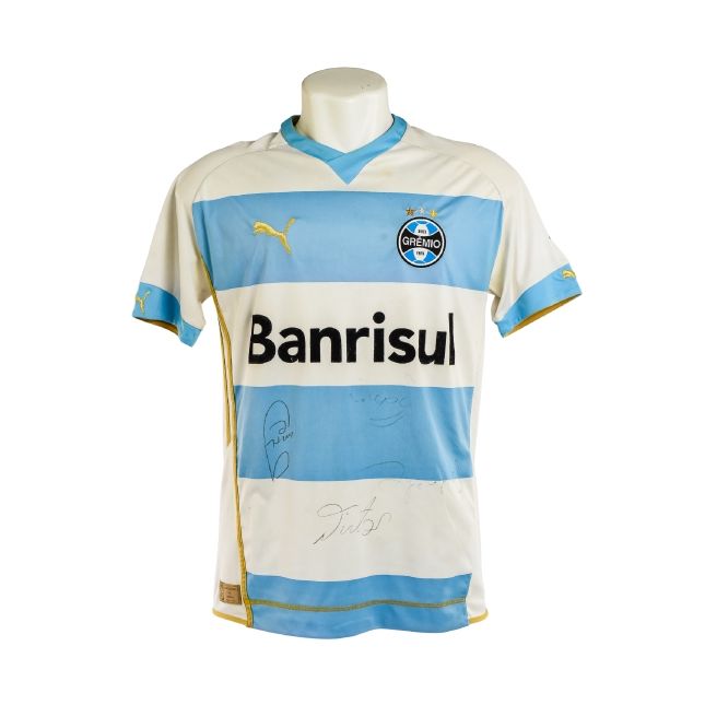 Camisa Grêmio 2012 – Puma Branca Faixa Azul – #10 Autografada