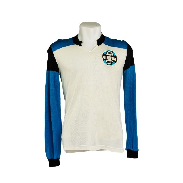 Camisa Grêmio 1970 – Modelo Branco (Reserva) – #6 Autografada