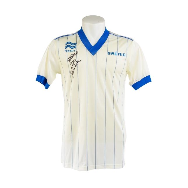 Camisa Grêmio 1983 – Pênalti – Modelo Branco – Assinada por Leão